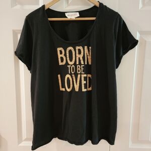 Vince‎ Camuto Black Born To Be Loved T-shirt 2XL